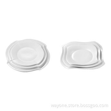 White Porcelain Hotel Dinner Plate, Available in Various Shapes and Sizes